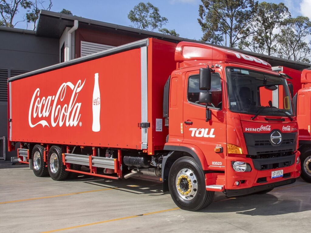 One of Toll Group's new CCEP trucks in Newcastle.
