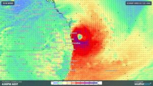 Thursday afternoon's wind forecast off the coast of Queensland.